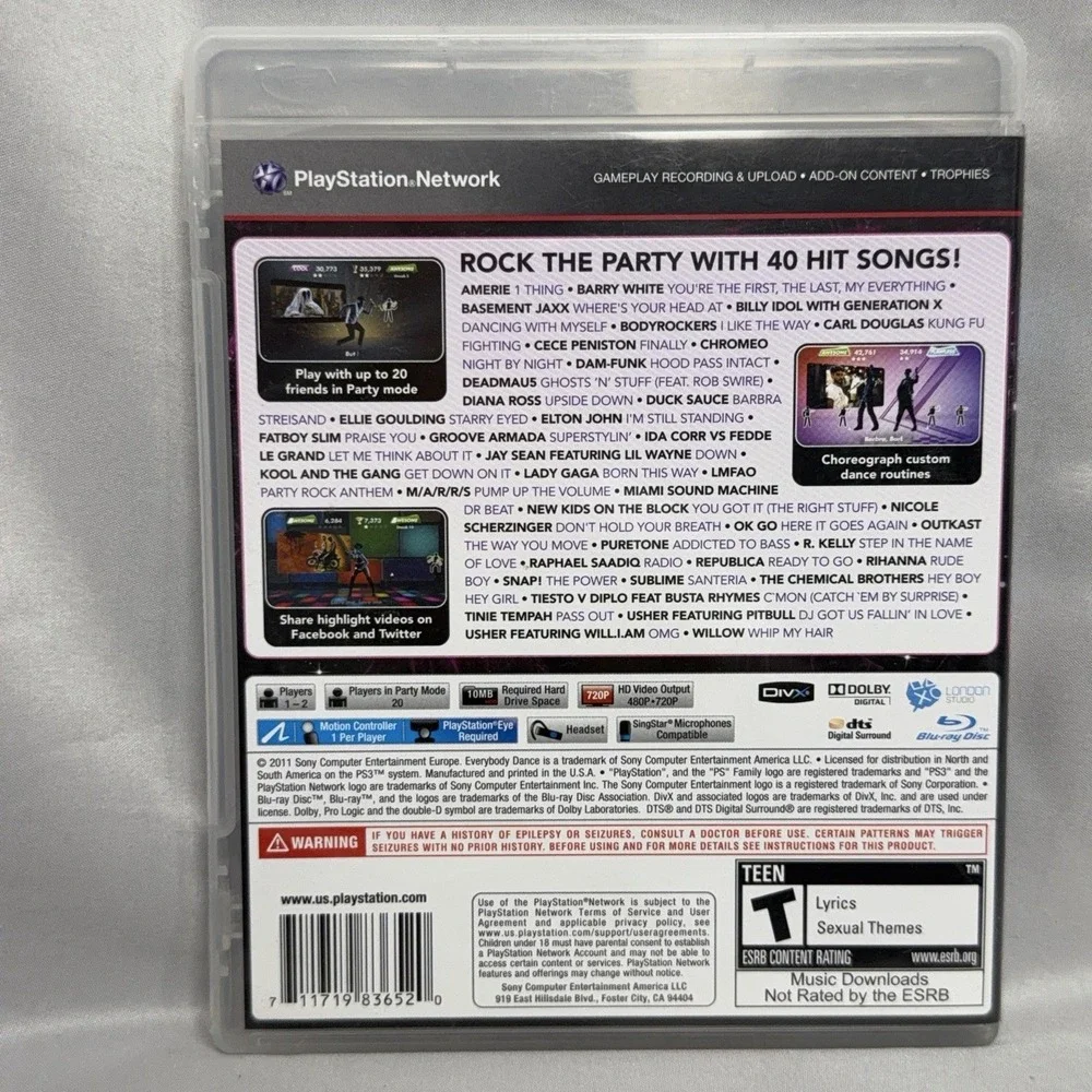Everybody Dance Sony PlayStation 3 PS3 Game Complete Box Manual Move Required
